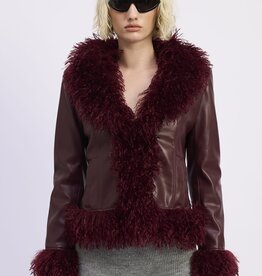 Fur and Faux Leather Mixed Media Jacket