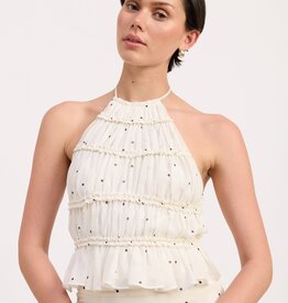 Backless Halter Polka Dot Top