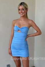 Lucy In The Sky Bow Ruched Strapless Mini Dress
