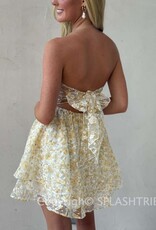 Lucy In The Sky Floral Shimmer Cutout Babydoll Mini Dress