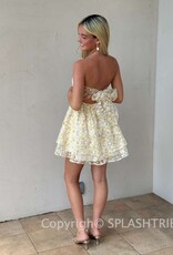 Lucy In The Sky Floral Shimmer Cutout Babydoll Mini Dress