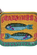 Sardines Seed Bead Coin Purse Yellow Blue