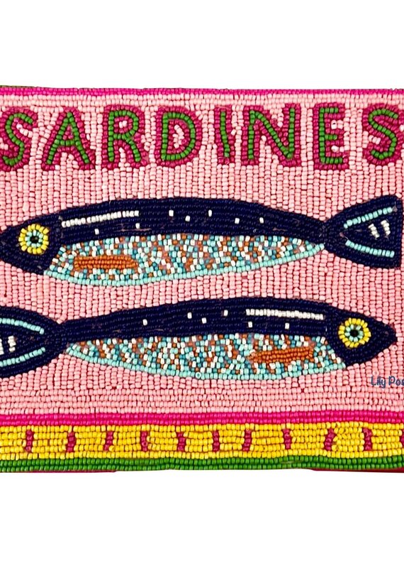 Sardines Seed Bead Clutch Crossbody Purse