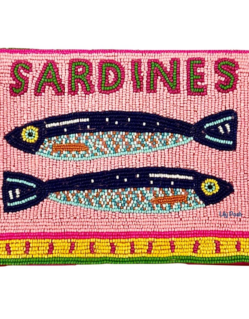 Sardines Seed Bead Clutch Crossbody Purse