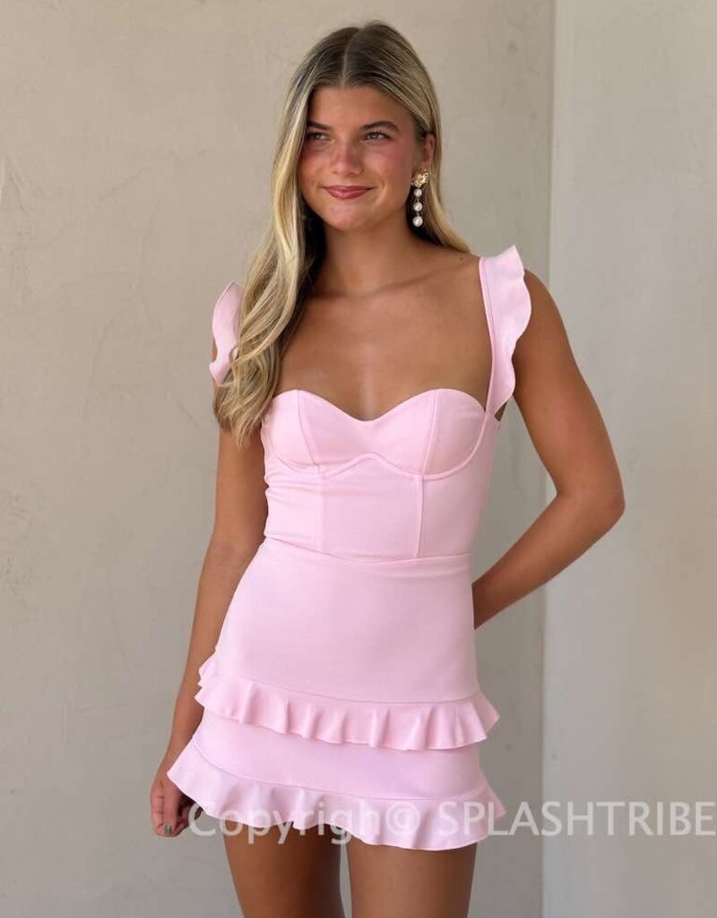 Lucy In The Sky Ruffle Corset Mini Dress