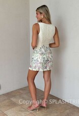 Jacquard Floral Sleeveless Mini Dress