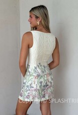 Jacquard Floral Sleeveless Mini Dress