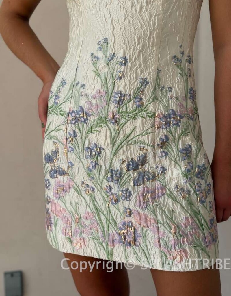 Jacquard Floral Sleeveless Mini Dress