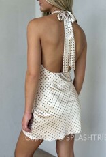 Satin Halter Polka Dot Mini Dress