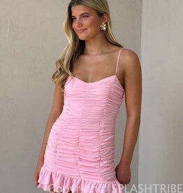 Lucy In The Sky Cami Strap Ruched Bodycon Mini Dress