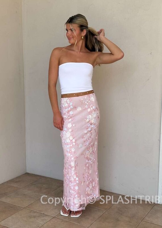 Lucy In The Sky Sequin Floral Mesh Maxi Skirt
