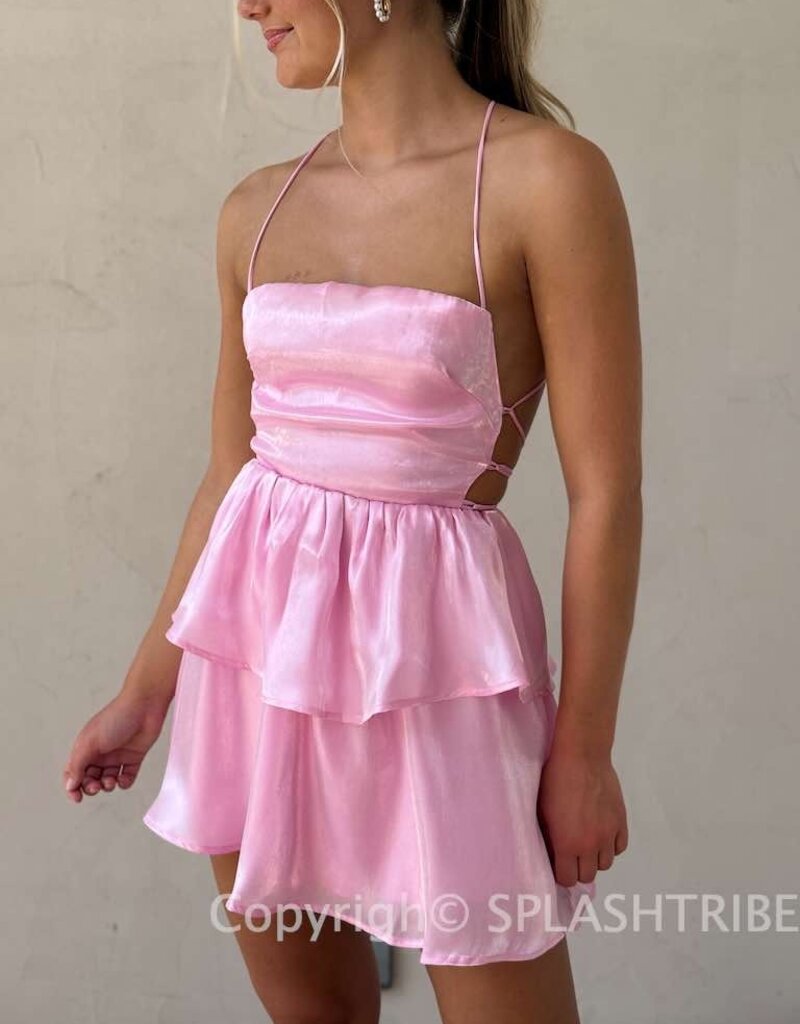 Lucy In The Sky Shimmer Lace Up Mini Dress