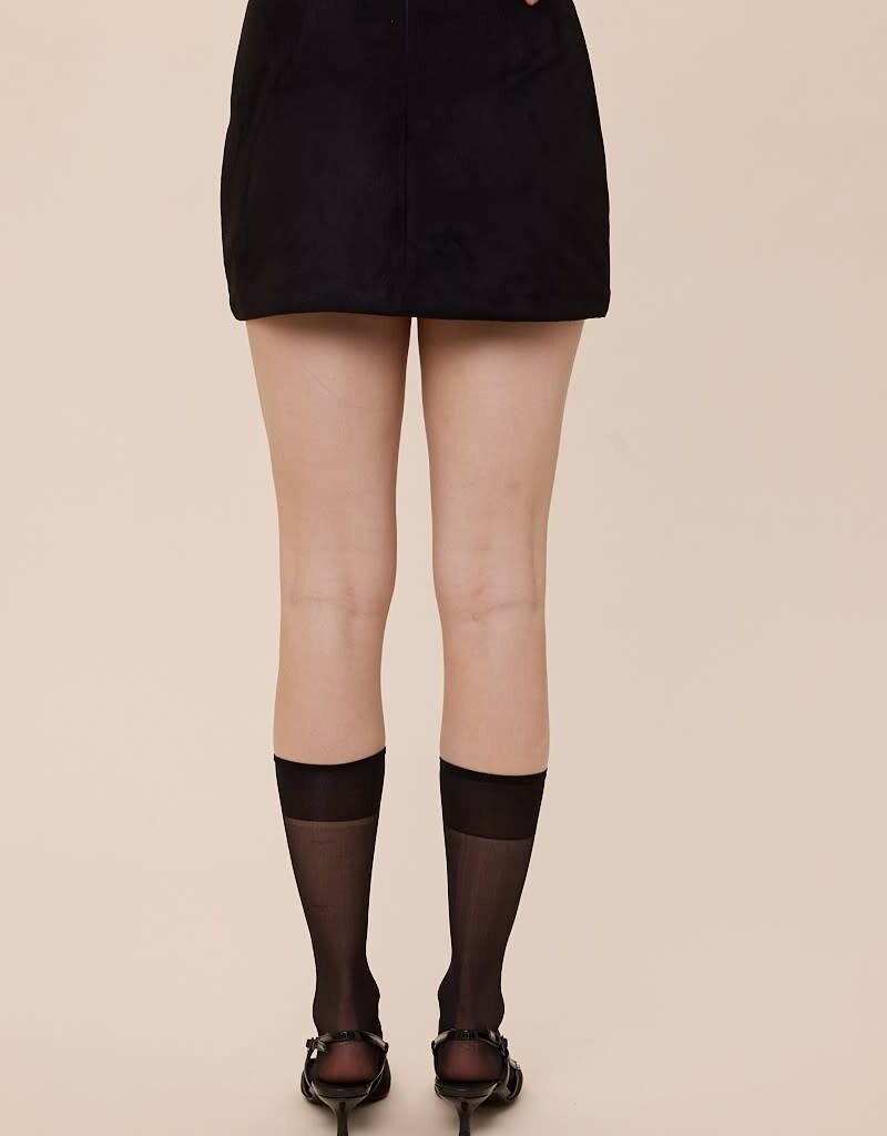 Faux Suede Side Slit Mini Skort
