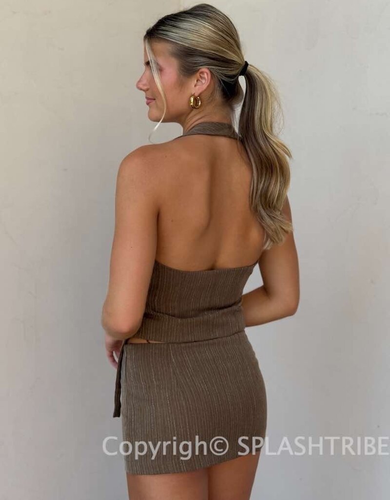 Pinstripe Buckle Wrap Halter