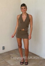 Pinstripe Buckle Wrap Halter