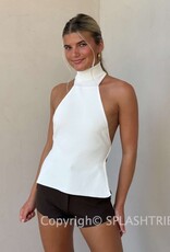 Open Back Halter Turtleneck Top