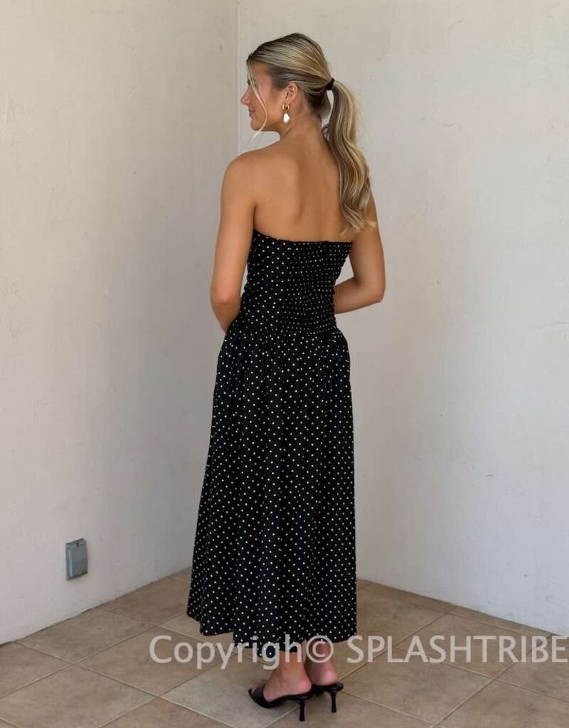 Polka Dot Strapless Maxi Dress