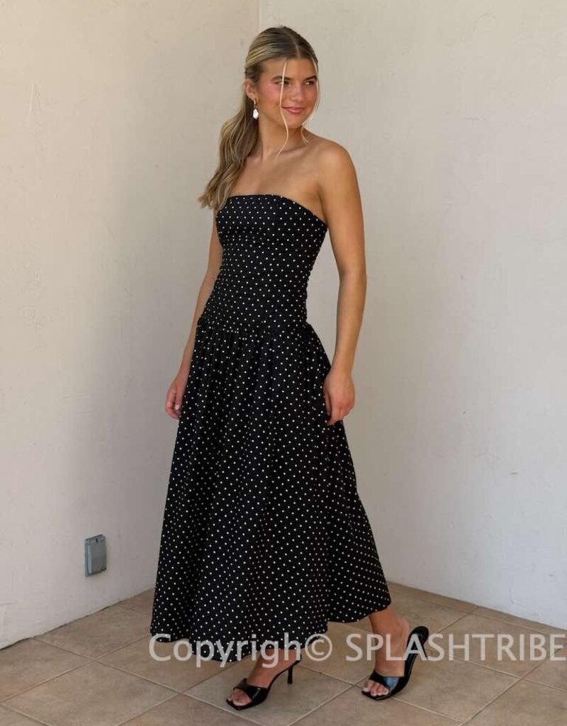 Polka Dot Strapless Maxi Dress