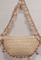 Pearl Conch Shell Woven Tote Bag White