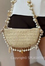 Pearl Conch Shell Woven Tote Bag White