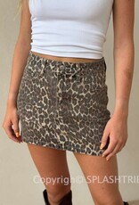 Malibu Leopard Denim Mini Skirt