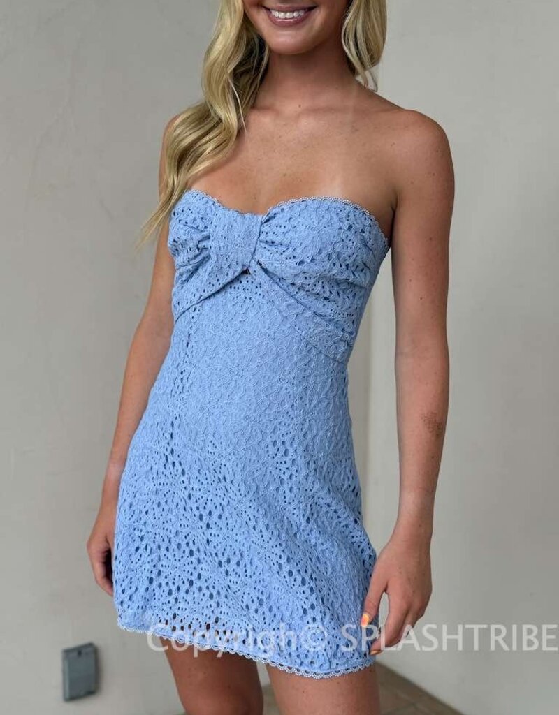 Strapless Lace Keyhole Cutout Mini Dress