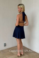 Lace Halter V Neck Mini Dress