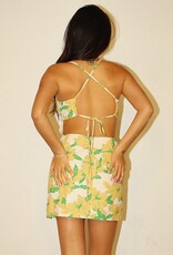 Floral Linen Spaghetti Strap Mini Dress