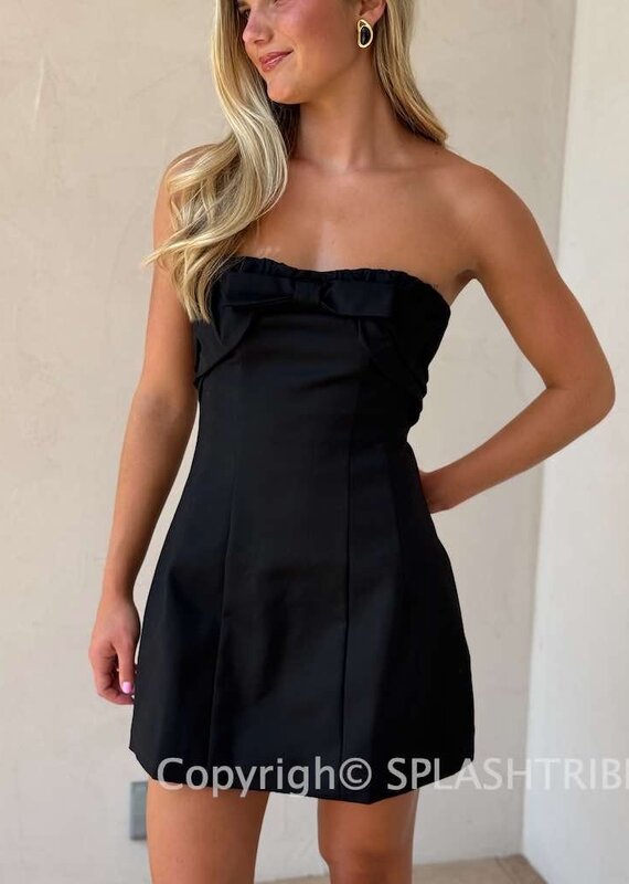 Valentina Bow Detail Strapless Mini Dress