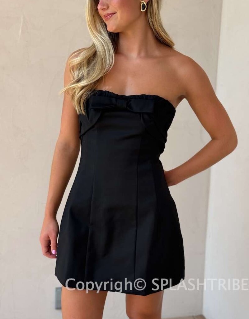 Valentina Bow Detail Strapless Mini Dress
