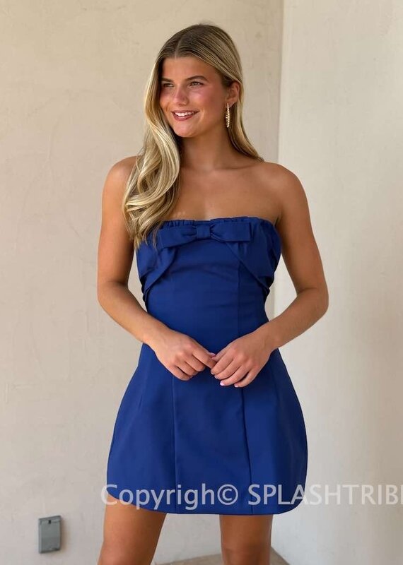 Valentina Bow Detail Strapless Mini Dress