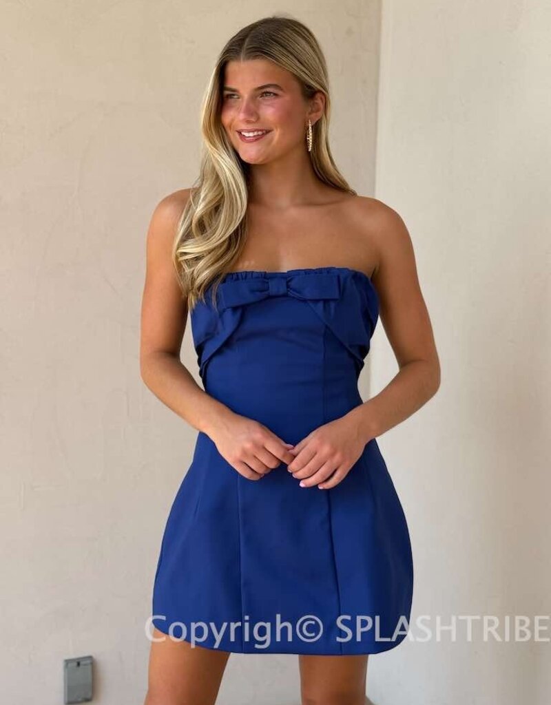 Valentina Bow Detail Strapless Mini Dress