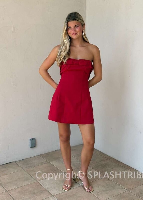 Valentina Bow Detail Strapless Mini Dress