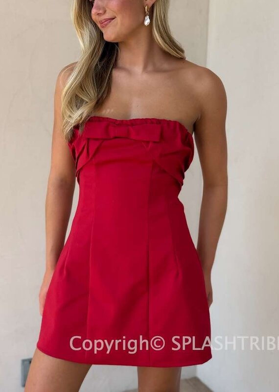 Valentina Bow Detail Strapless Mini Dress