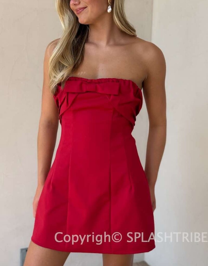 Valentina Bow Detail Strapless Mini Dress