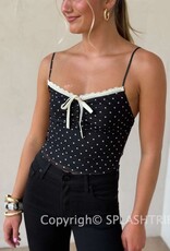 Polka Dot Lace Cami Crop Top