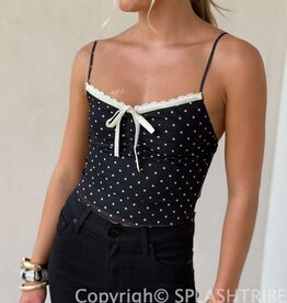 Polka Dot Lace Cami Crop Top