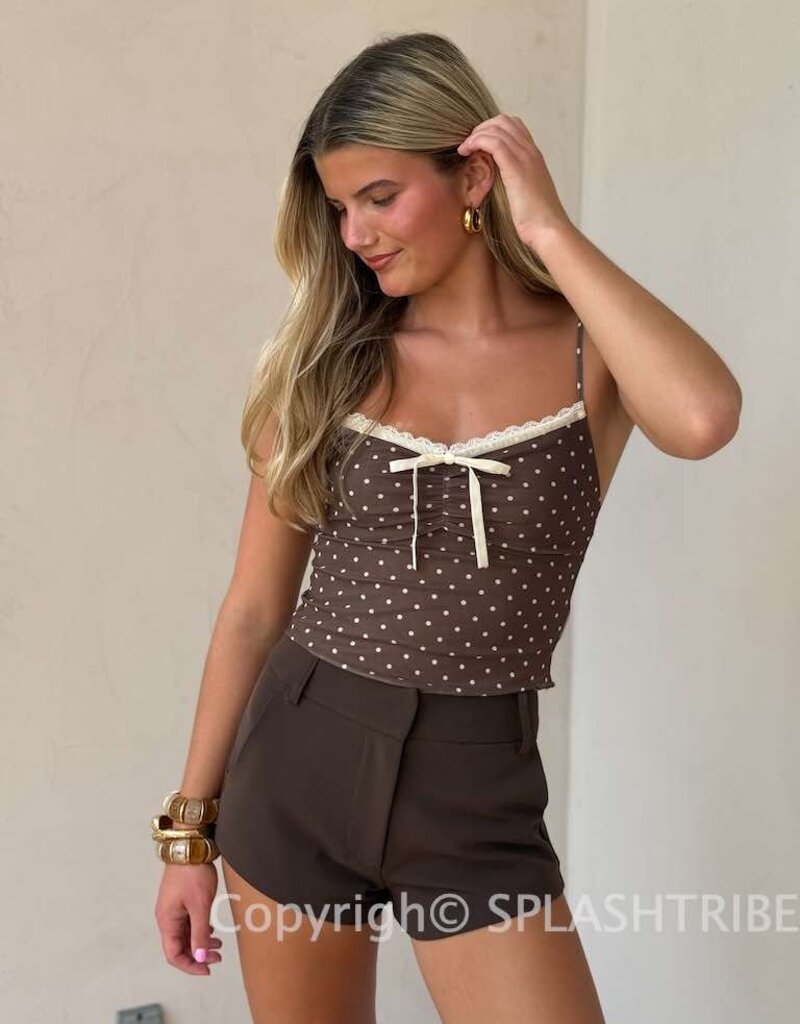 Polka Dot Lace Cami Crop Top