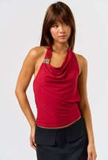 Cowl Halter Metal Trim Top