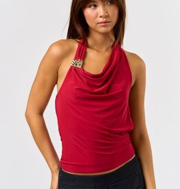 Cowl Halter Metal Trim Top