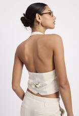 Halter Asymmetrical Pinstripe Vest