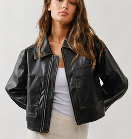Vintage Washed Faux Leather Jacket