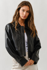 Vintage Washed Faux Leather Jacket