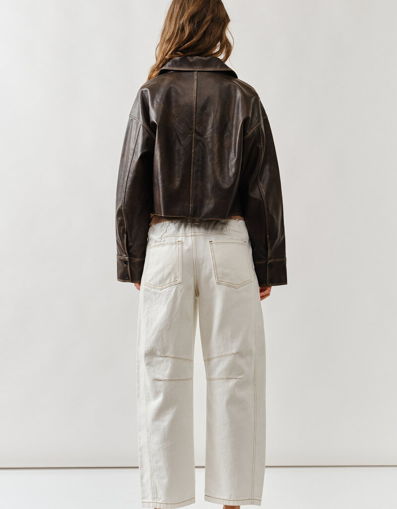 Vintage Washed Faux Leather Jacket