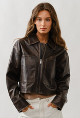 Vintage Washed Faux Leather Jacket