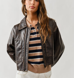 Vintage Washed Faux Leather Jacket