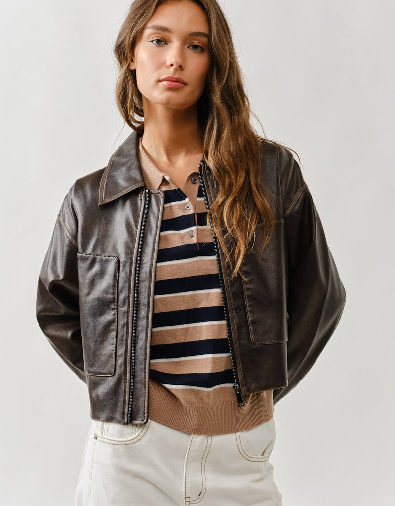 Vintage Washed Faux Leather Jacket