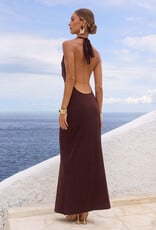 Lotus Halter Cowl Maxi Dress