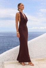 Lotus Halter Cowl Maxi Dress