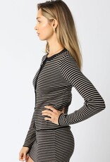 Teddi Striped Knit Button Down Long Sleeve Top
